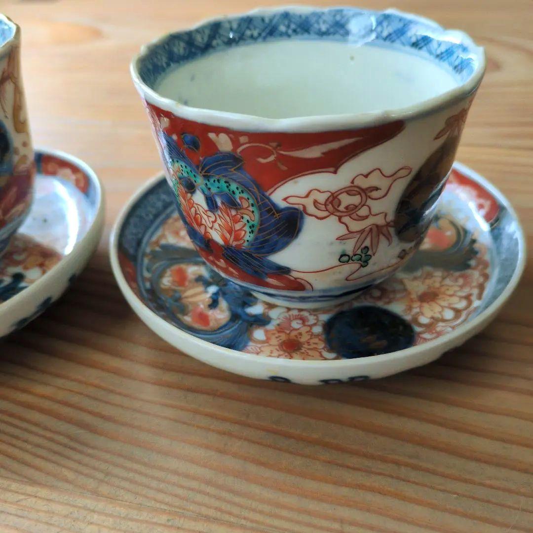 古伊万里　富喜長春蕎麦猪口と小皿　アンティーク