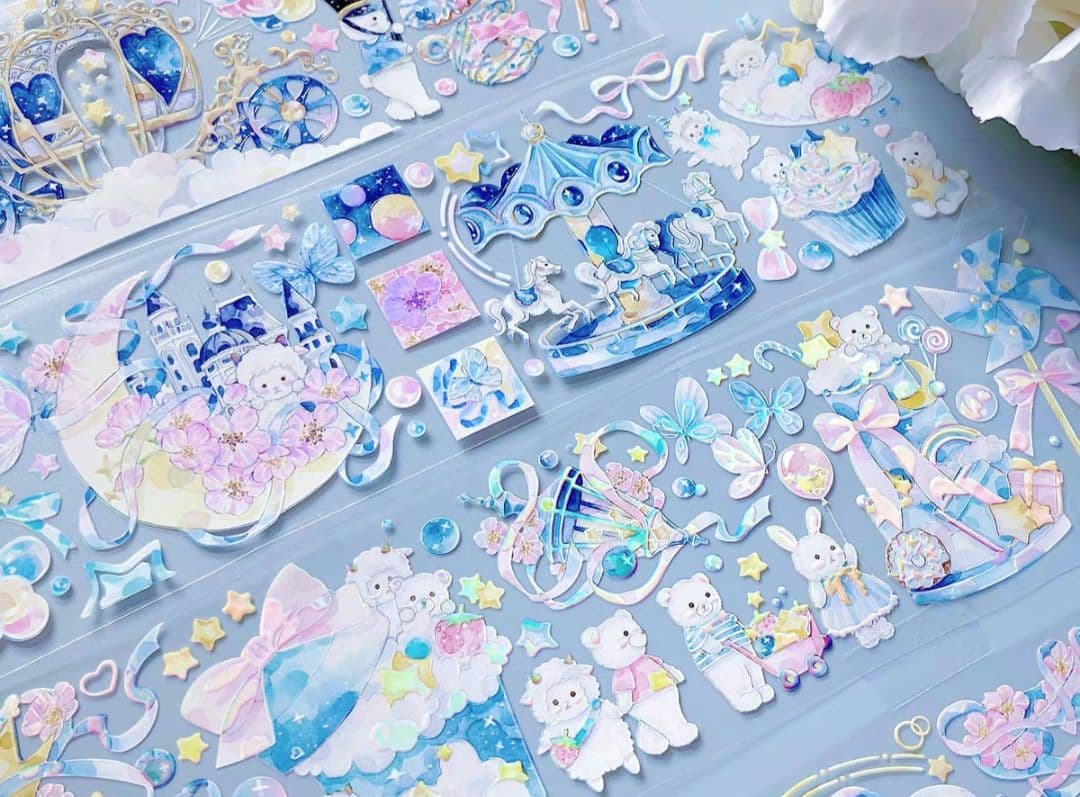 巻売 486★ 海外 マスキングテープ マステ PET 装飾 動物 熊 虹光