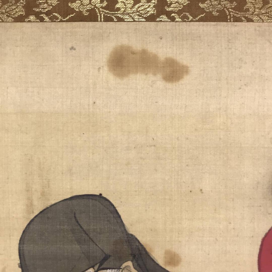 模写/熊代熊斐/寿老人図/人物図/鶴亀図/祝掛軸/横物/掛軸☆宝船☆AH-647