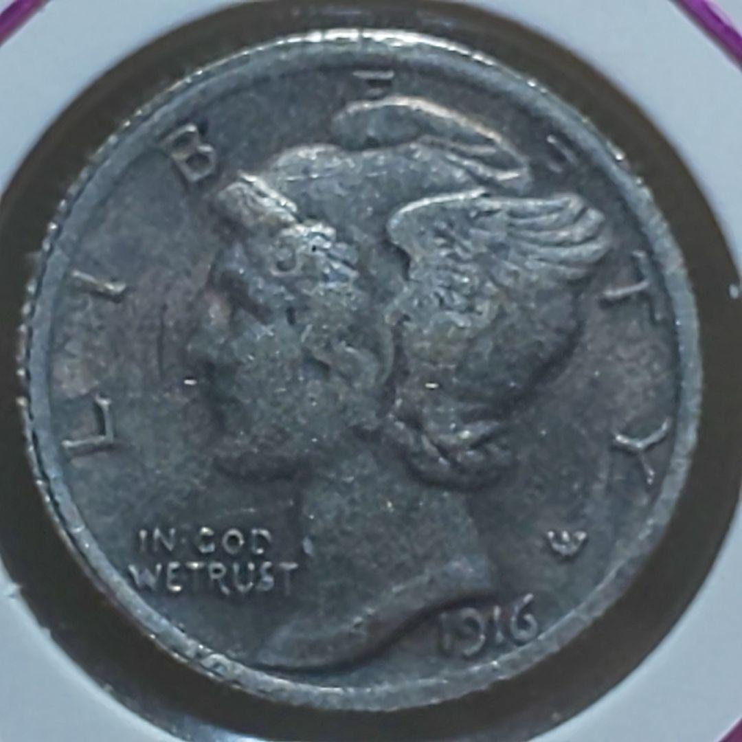 「1916年-D」 マーキュリー銀貨【激レア】【美品】