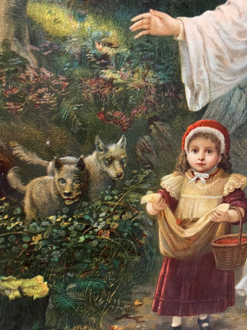 激安 アンティーククロモス　赤ずきんちゃんを守る守護の天使　激レア　大サイズ