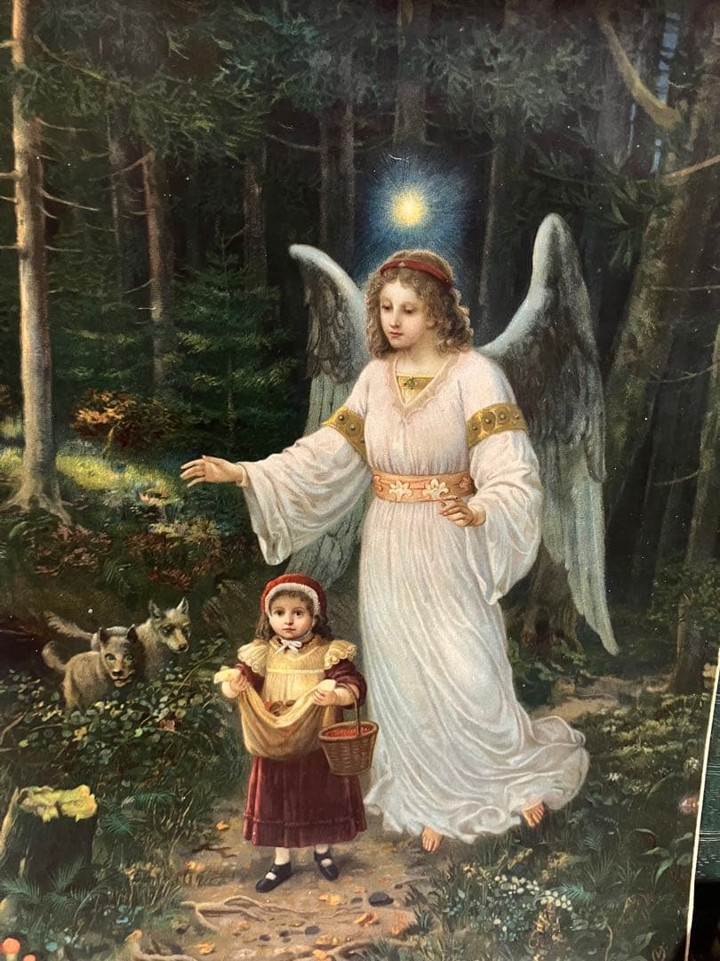 激安 アンティーククロモス　赤ずきんちゃんを守る守護の天使　激レア　大サイズ