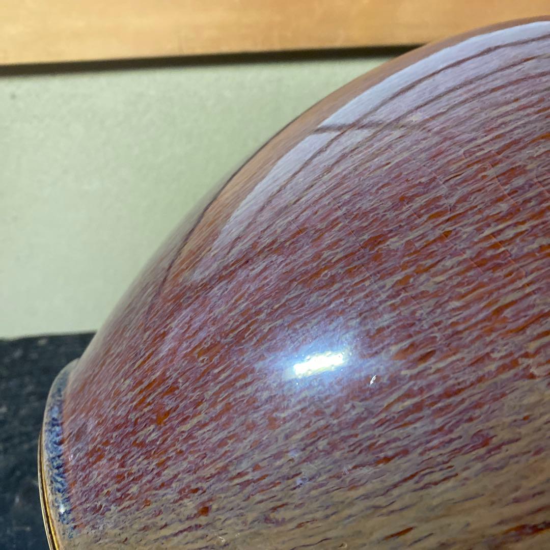 中国　古玩　孔雀釉赤壺花瓶27cm16cm