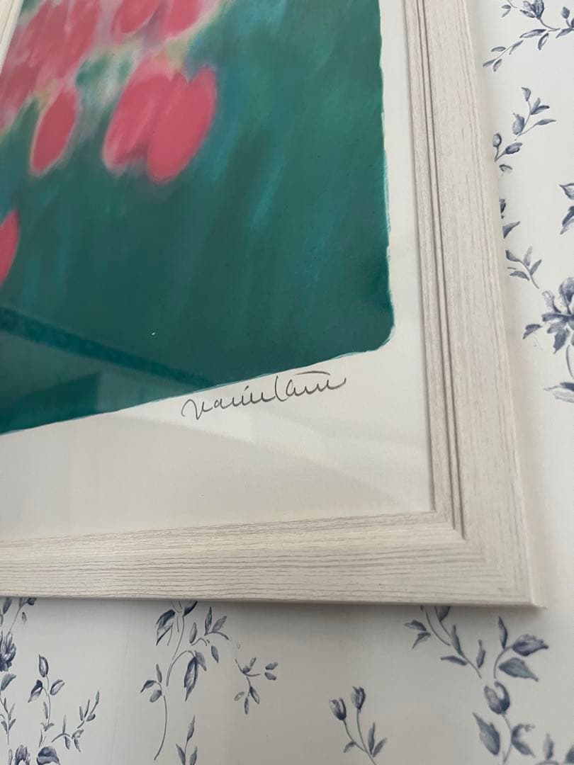 大きめ　リトグラフ　新品額入　46✖️63 ジニーキム　サイン　ED 証明書あり