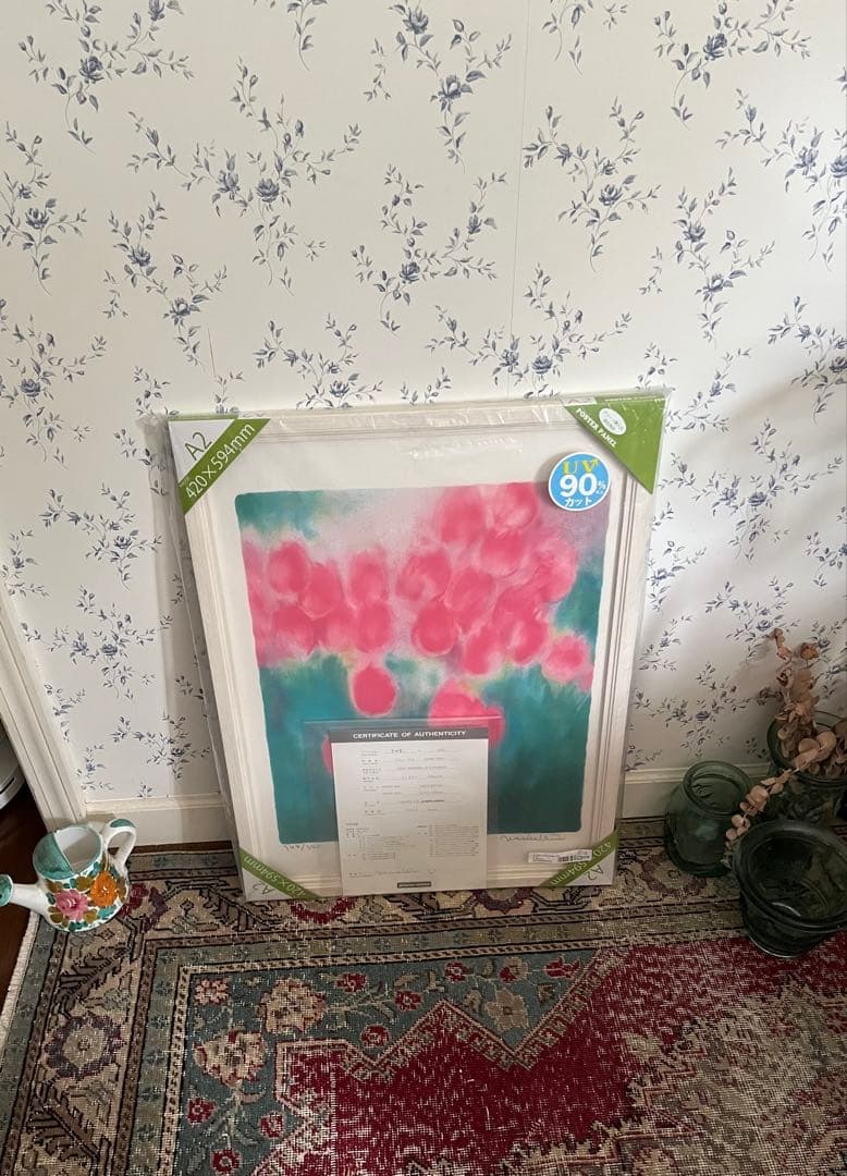 大きめ　リトグラフ　新品額入　46✖️63 ジニーキム　サイン　ED 証明書あり