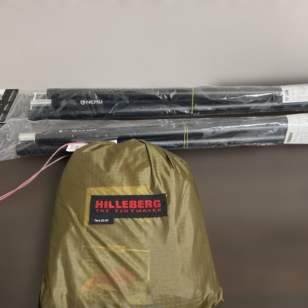 ヒルバーグ　タープ20XP サンド、NEMO ポールLサイズ2本　セット