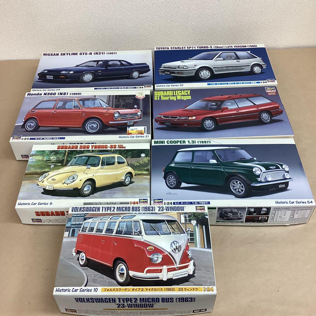 ハセガワ 1/24スケール 旧車名車プラモ7点セット スバル360など 未組立品