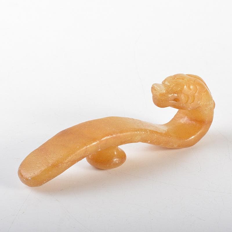 中国　玉石彫刻　神獣刻　帯鉤　筆架　置物　C　7341E