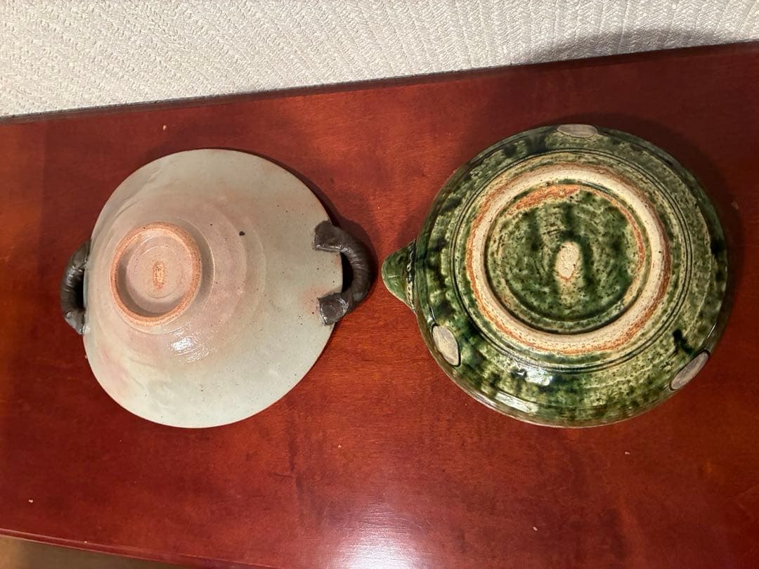 美濃焼　不動窯　ドット柄片口とドット柄耳付器　2個セット