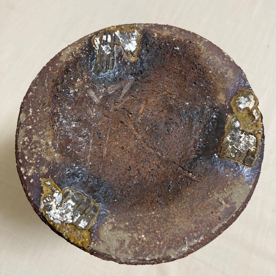 坂田泥華　萩白釉擂座花入　萩焼　茶道具　花器　花瓶　陶芸　工芸品