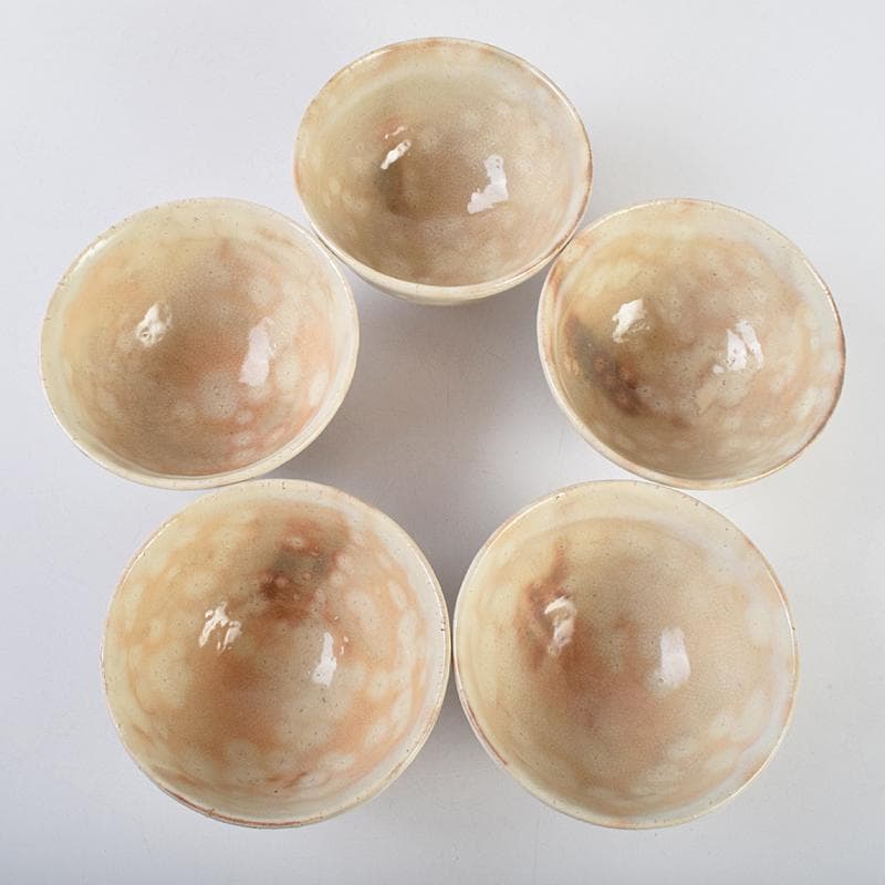 茶道具　萩焼　栖雲窯　都野栖雲作　数茶碗　五客　共箱　M　R9470B