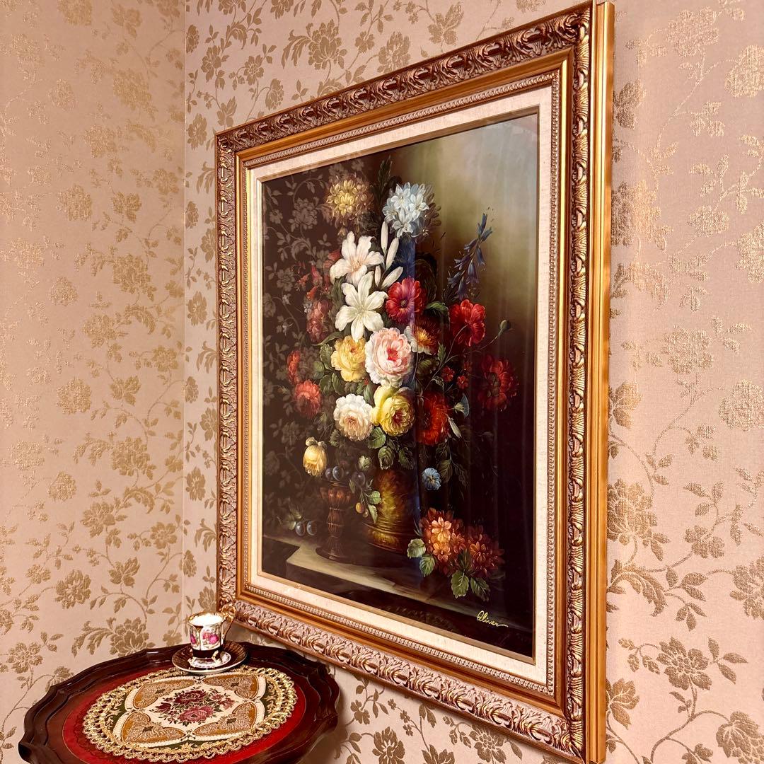 Z様ご購入☆ 絵画 Oliver 油絵 ゴールド額 F12