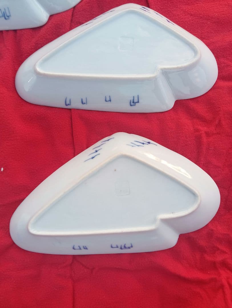 富士山デザイン陶器皿5枚セット　古伊万里　変形　小皿