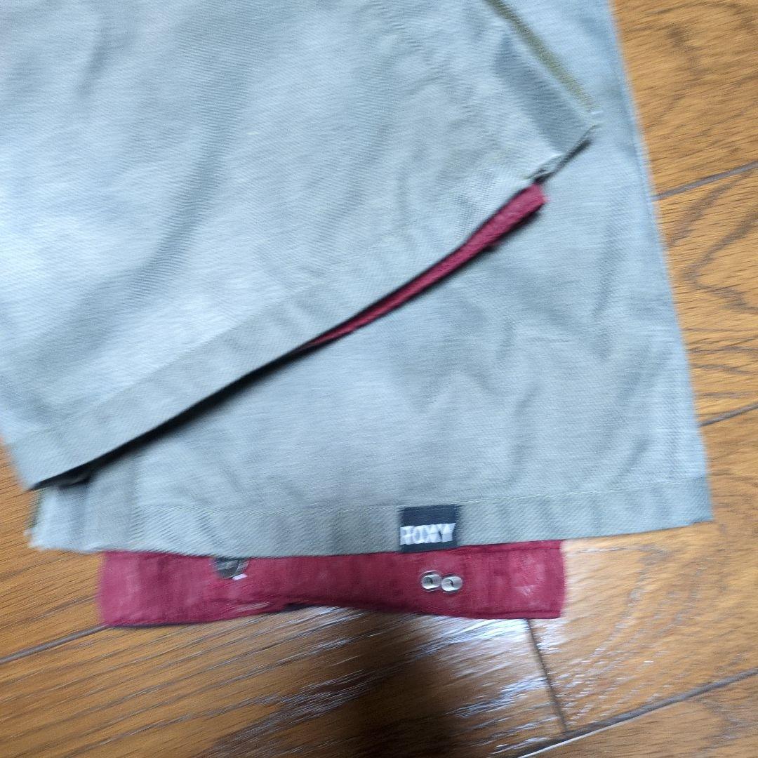 【美品】ROXY　スノボウェア　上下セット　デニム風　　カーキ　Ｓ　ボタニカル