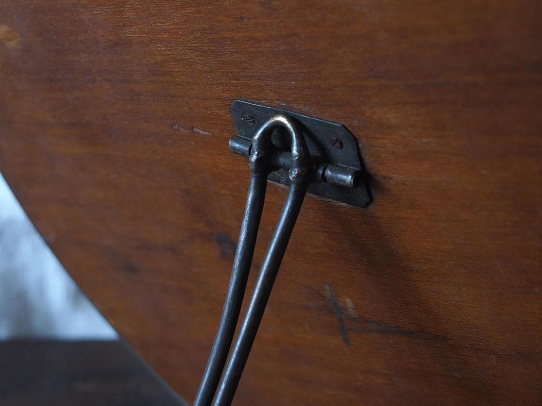 アルミフレーム 古い鏡 アールデコ 直径36.7cm 家具 /K397