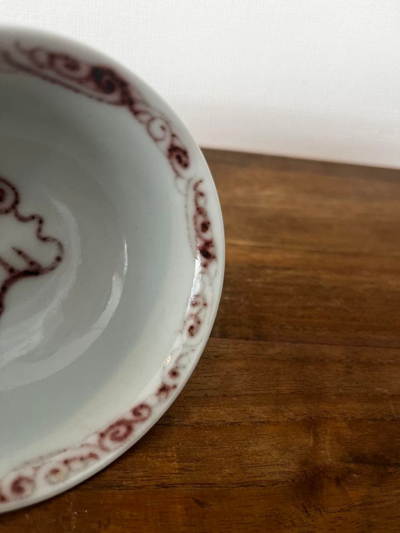 元時代　釉里紅龍文高足杯