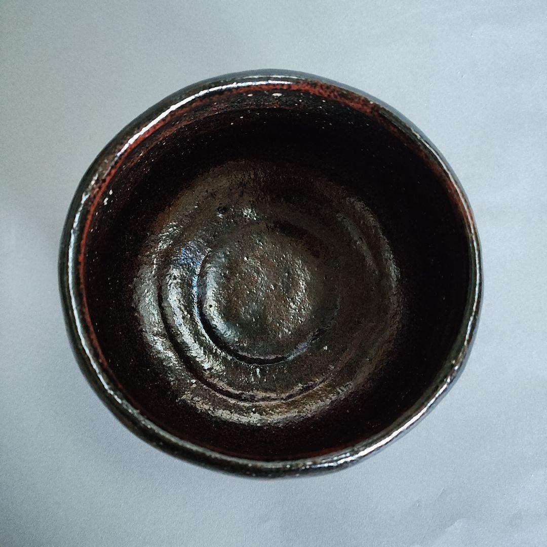 初代 檜垣崇楽　黒紅釉茶碗　楽茶碗　桂窯