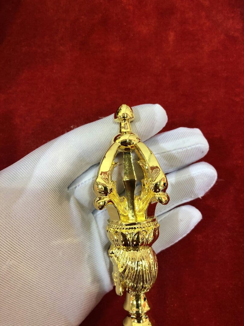 【修縁堂】仏教法器 川派穢迹金剛杵 五鈷杵 密教法具 真鍮製 vajra23cm