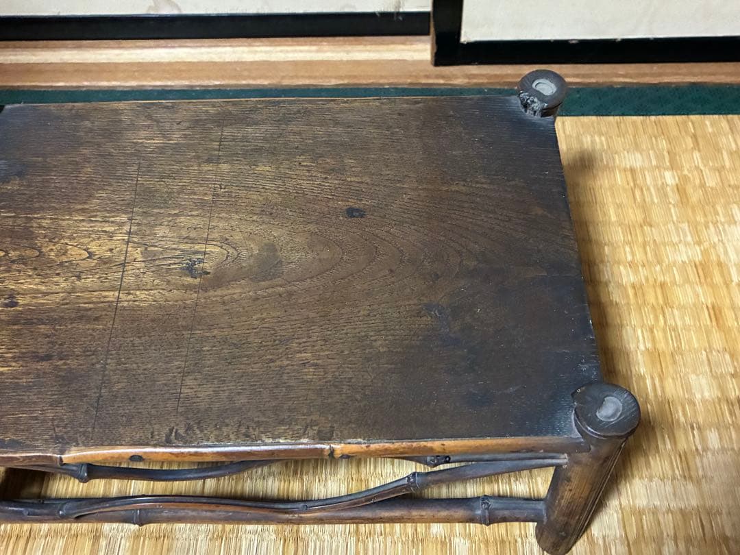 古竹 細工 四足 花台 架台 時代物