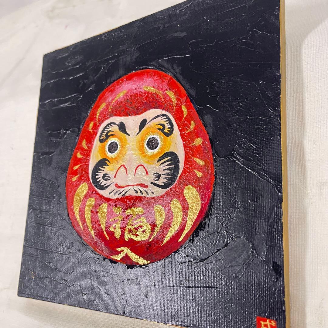 【原画】圧強め・未来予知だるま「福は、もう来た」ゴールド×重厚メディウム