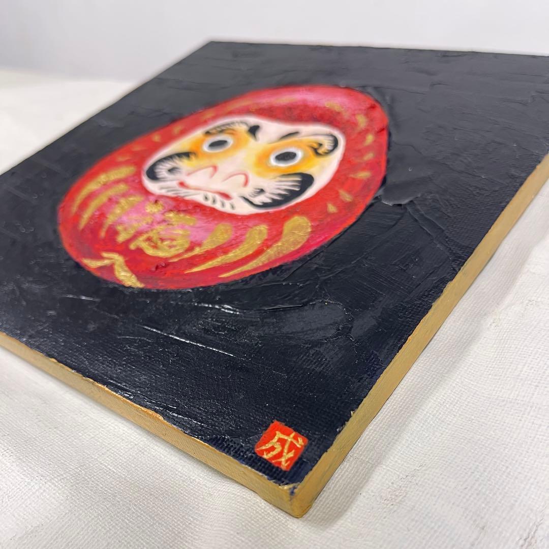 【原画】圧強め・未来予知だるま「福は、もう来た」ゴールド×重厚メディウム