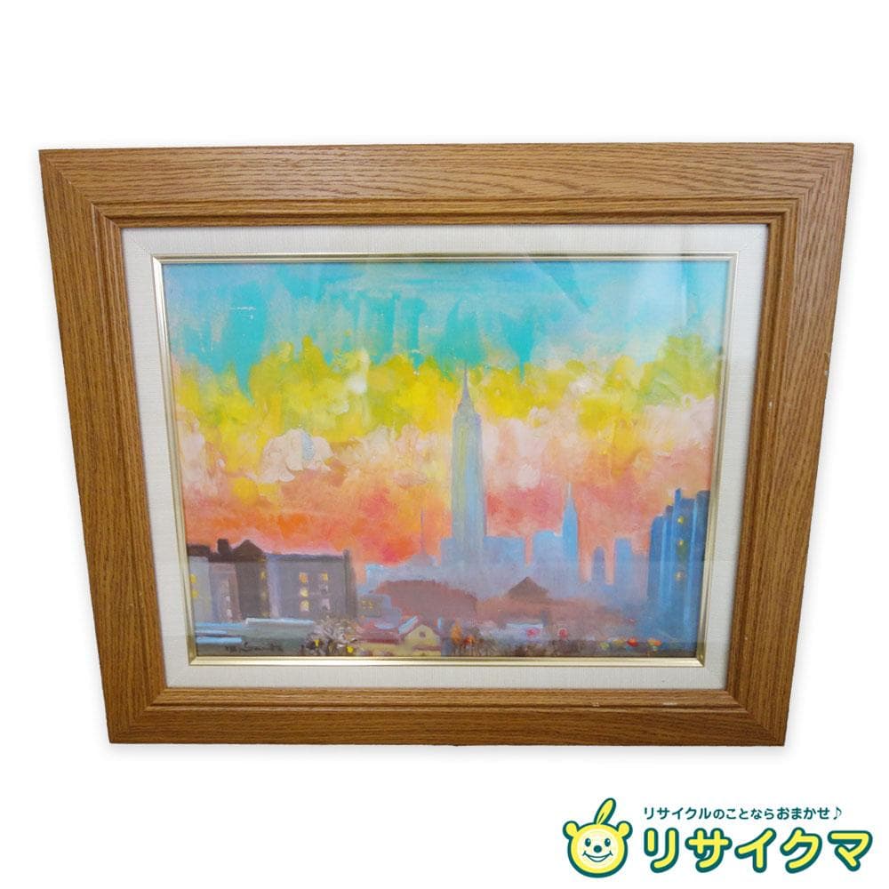 M▽斎藤光子 油彩 絵画 額縁 エンパイアを望む F6 (37908)