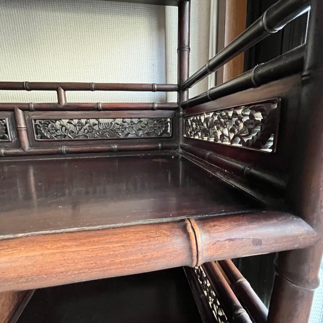 最高級 大阪唐木指物 紫檀 茶棚 茶箪笥 飾り棚 サイドボード キャビネット