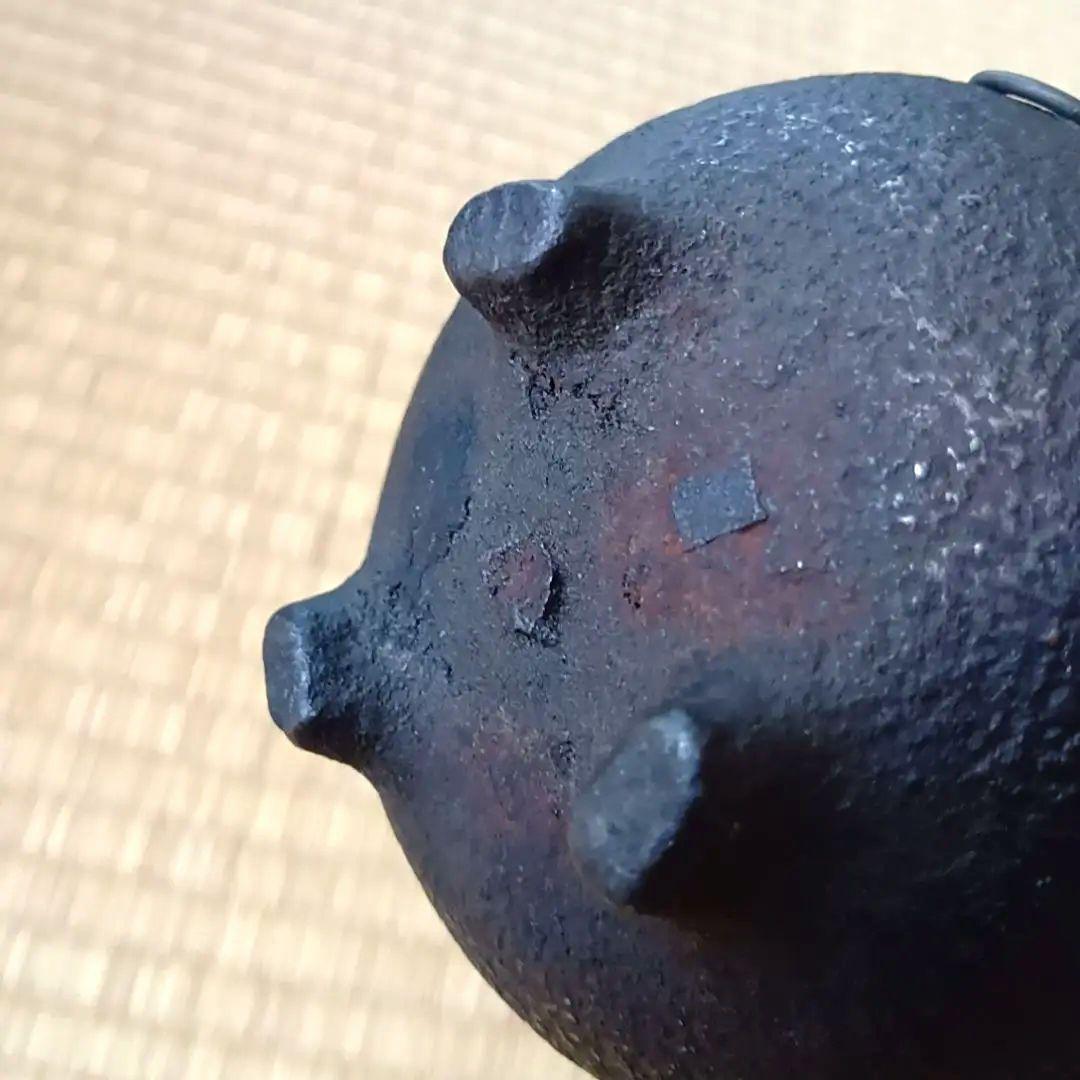 骨董品 茶釜 茶道具 唐獅子 香炉 火鉢 霰文様 置物 レトロ 鉄製 鉄器
