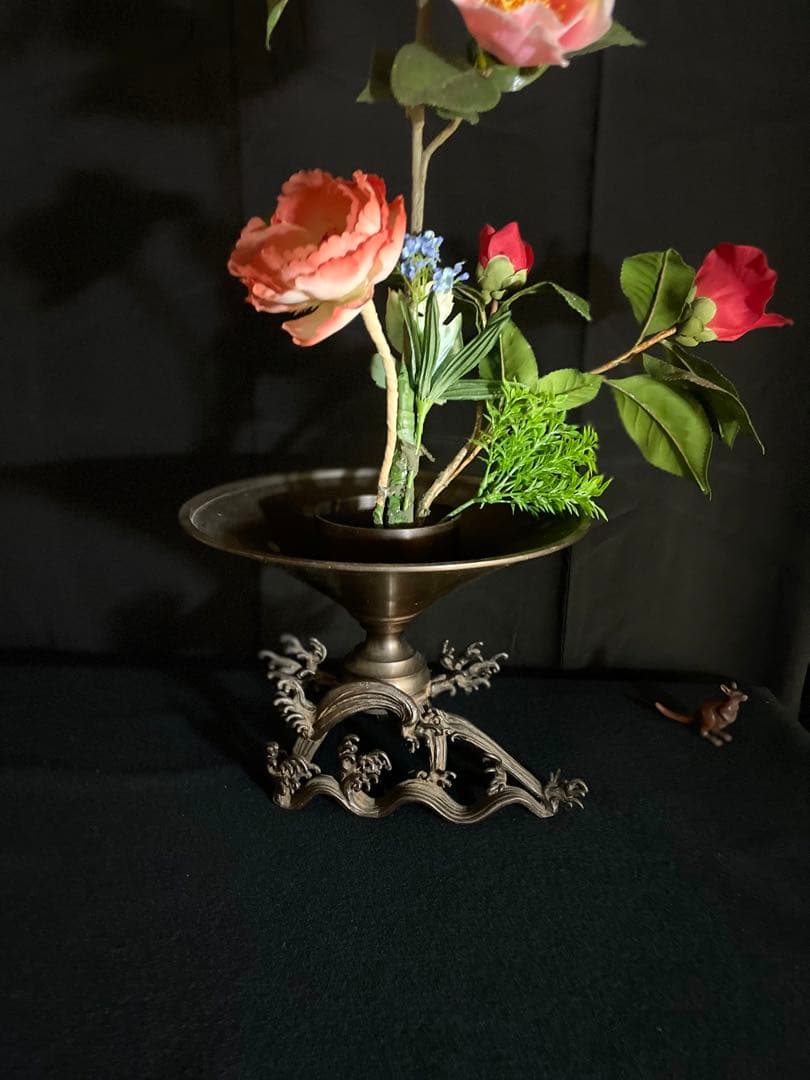 薄端　うすばた　花器　生け花　ヴィンテージ　剣山花含めない　銅器　華道具