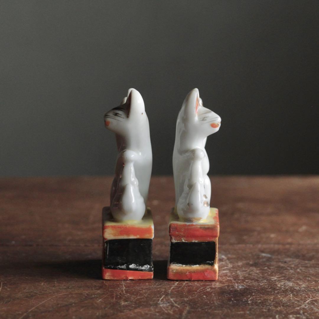 磁器人形 お稲荷さん 一対 民芸 古道具 アンティーク