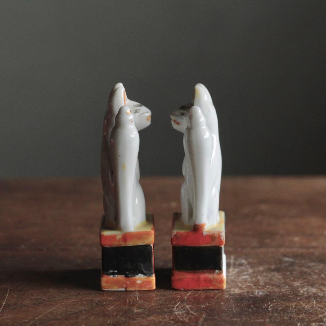 磁器人形 お稲荷さん 一対 民芸 古道具 アンティーク