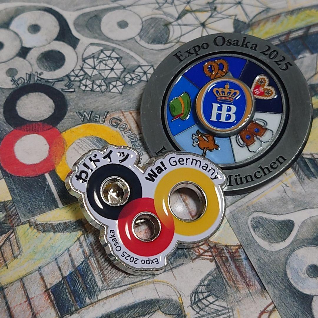 大阪万博　ドイツパビリオン限定　ピンバッジ2種2個　ロゴ　ルーレット型　新品