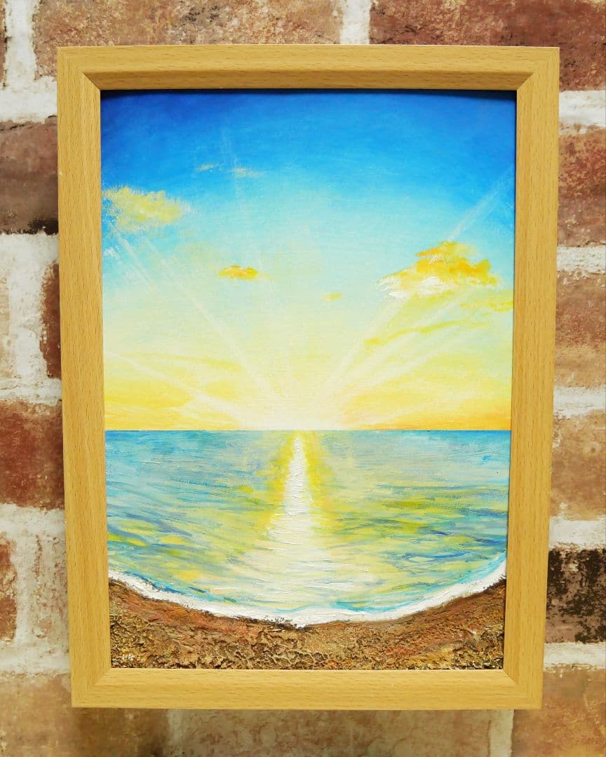 油絵 絵画 【朝日の砂浜】