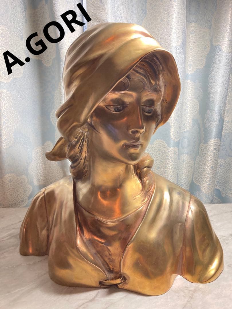A.GORI　 真鍮製　女性胸像