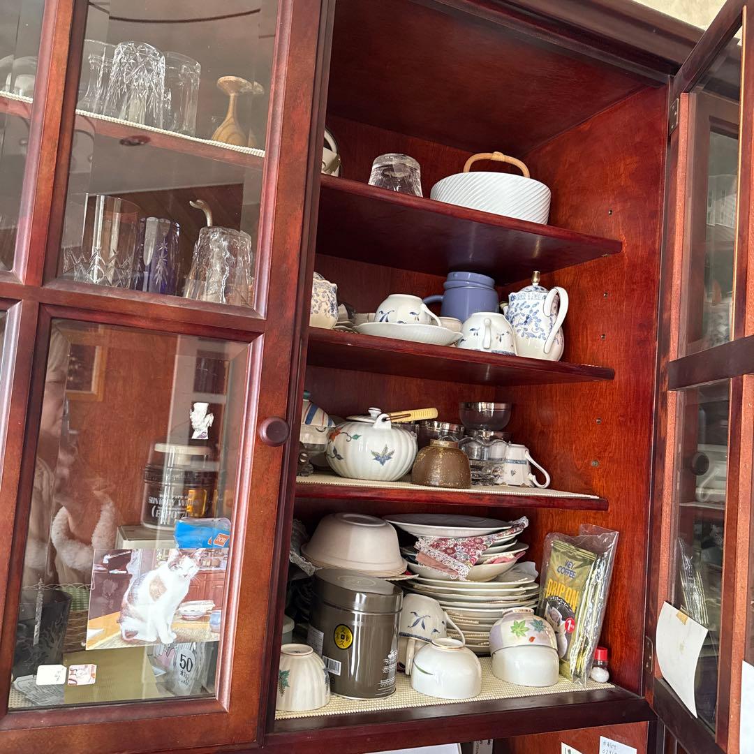 木製ガラス扉キャビネット 大型＊アンティーク