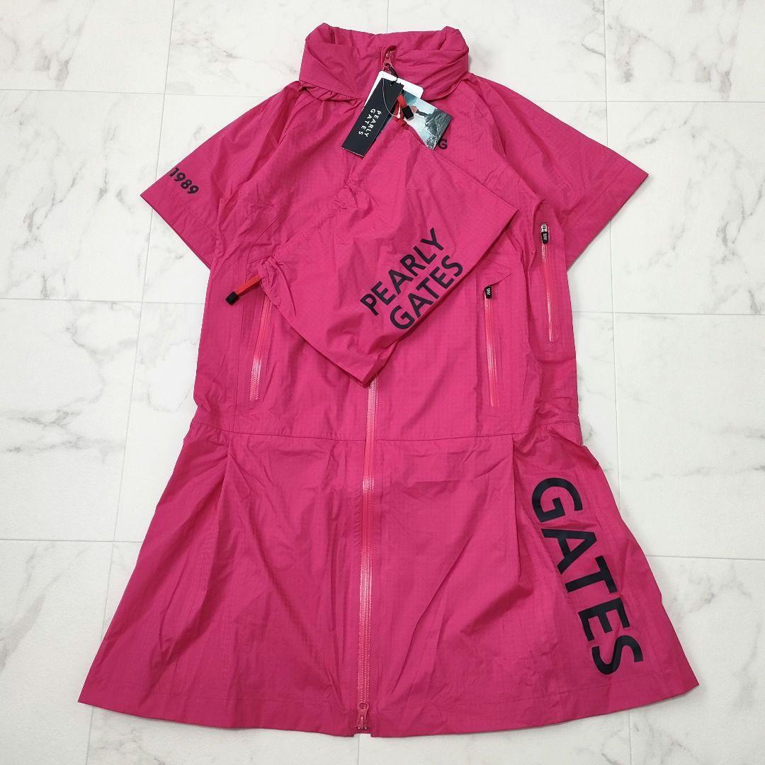 【新品タグ付】パーリーゲイツ　ゴルフ　2wayレインワンピース　袖脱着　ピンク0