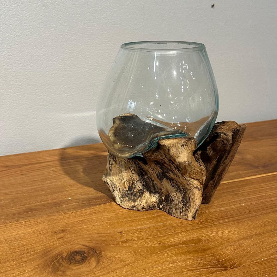 バリ島流木ガラス　w17×d14×h19cm 水槽　アクアリウムメダカ水槽801