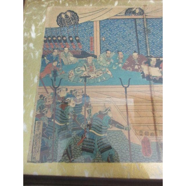 江戸版画三枚綴り額入り [B28134]