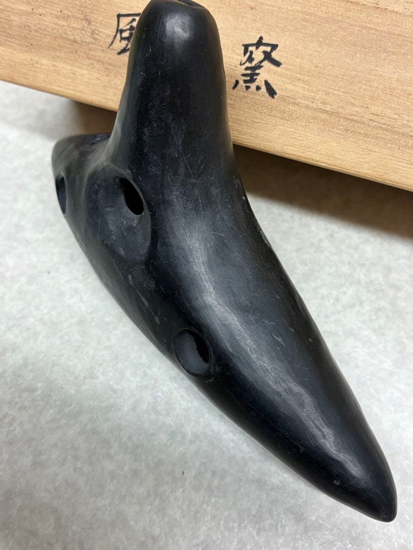 D0104）希少 オカリナ 燻焼 黒 F 風流窯 政郎作 吹奏楽器