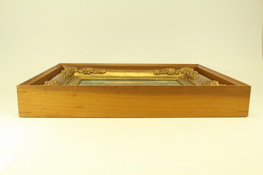 油絵調 レリーフ工藝画 赤富士 良額 室内調度 壁飾り(ZE435)