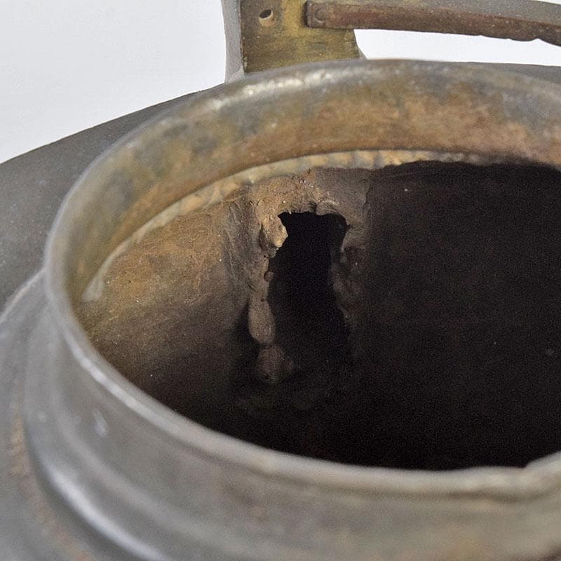 BLACK　中国　古錫　人物文　八角湯沸かし　急須　V　8087