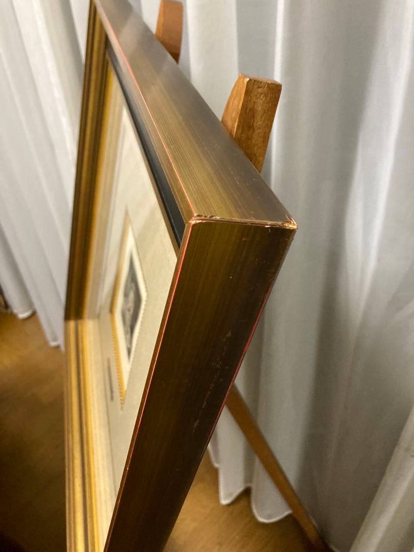 銅版画・エッチング【レンブラント】 「カード遊びをする人」黄袋付き　豪華額装