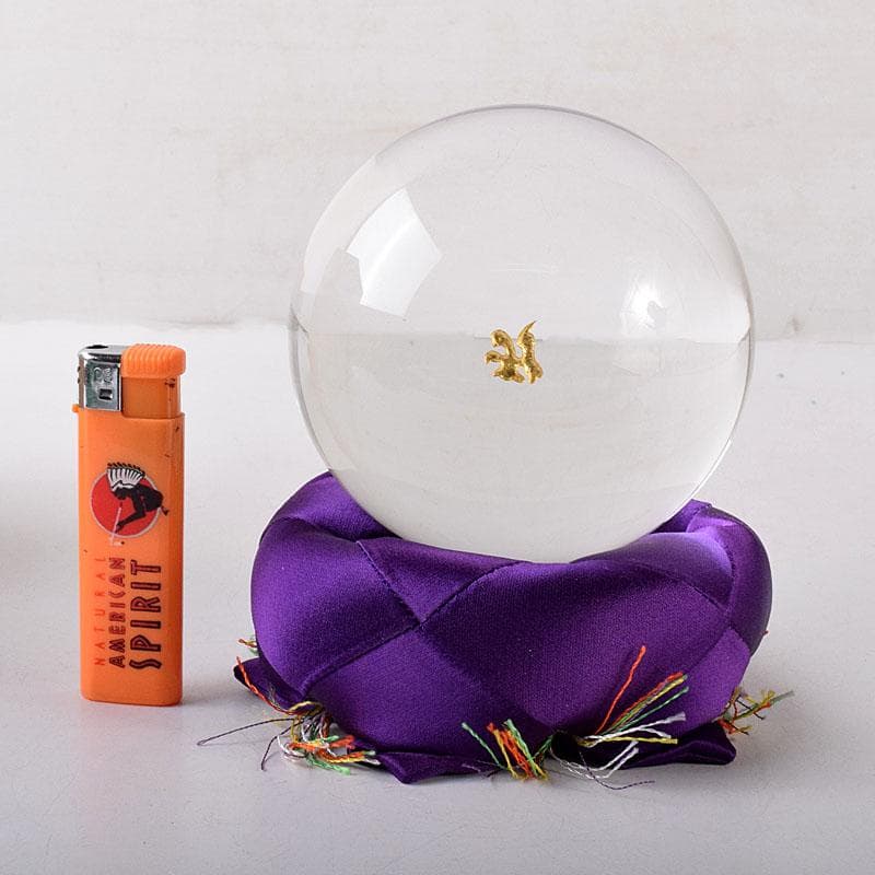 風水　縁起物　寶玉　水晶玉　摩訶止観　仕覆付　共箱　C　8193