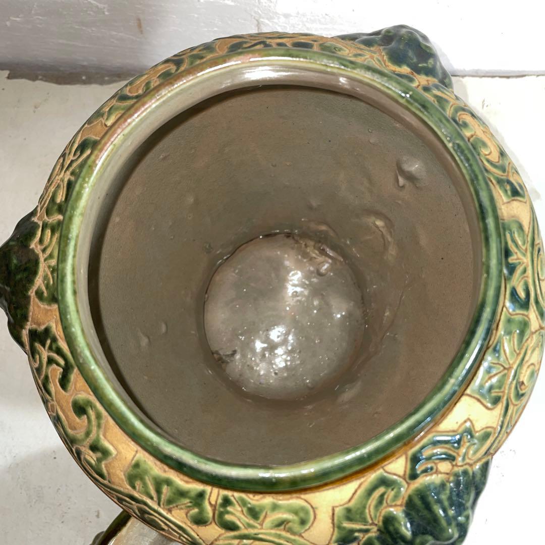 作家物 サインあり 琉球 沖縄 壺屋焼 蓋付大瓶 保存瓶 つぼ 壺