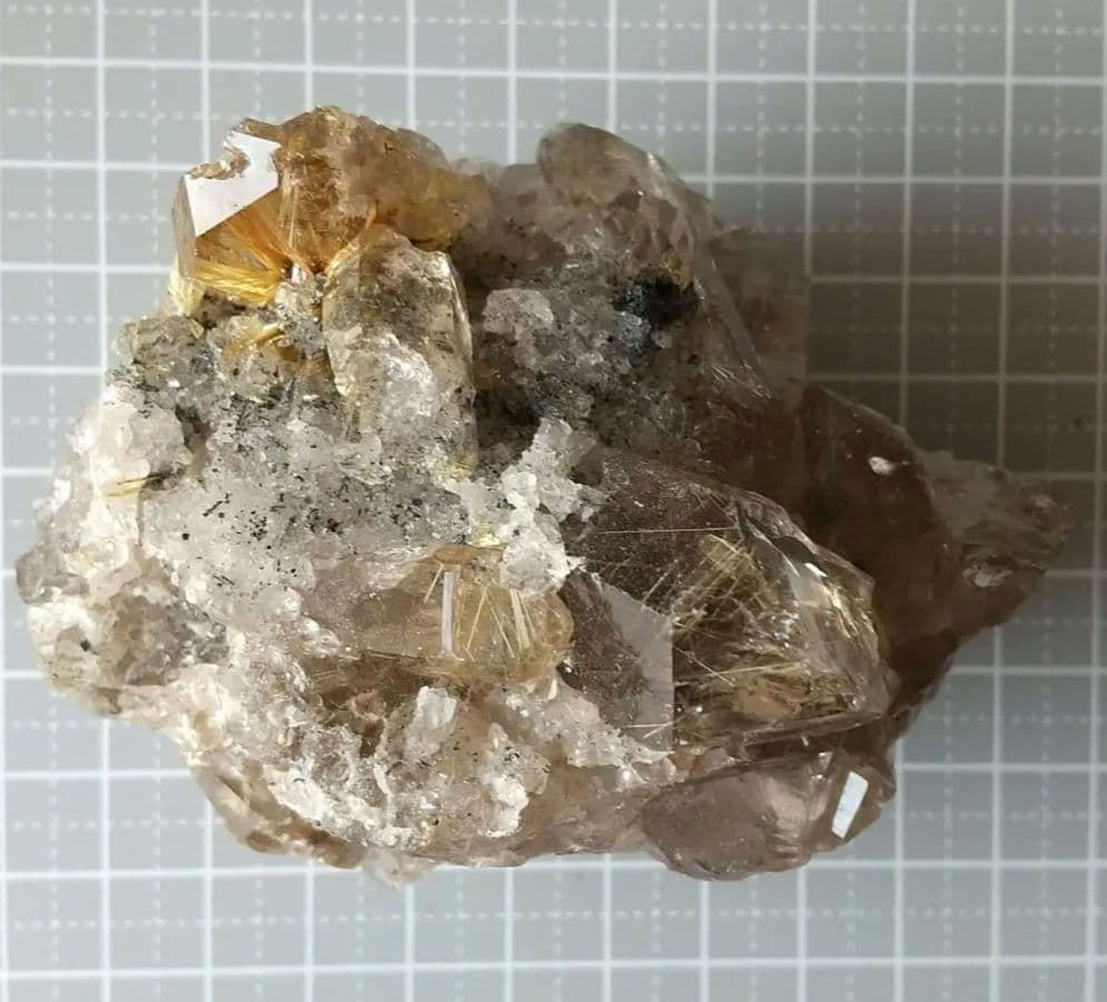 ブラジル産 虹入り 太陽ルチル スモーキークォーツ 美クラスター