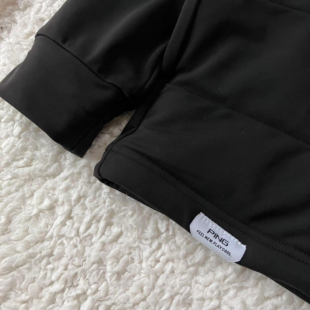 【新品】PING 2024年　キルティング ハーフジップシャツ　ブラック　LL