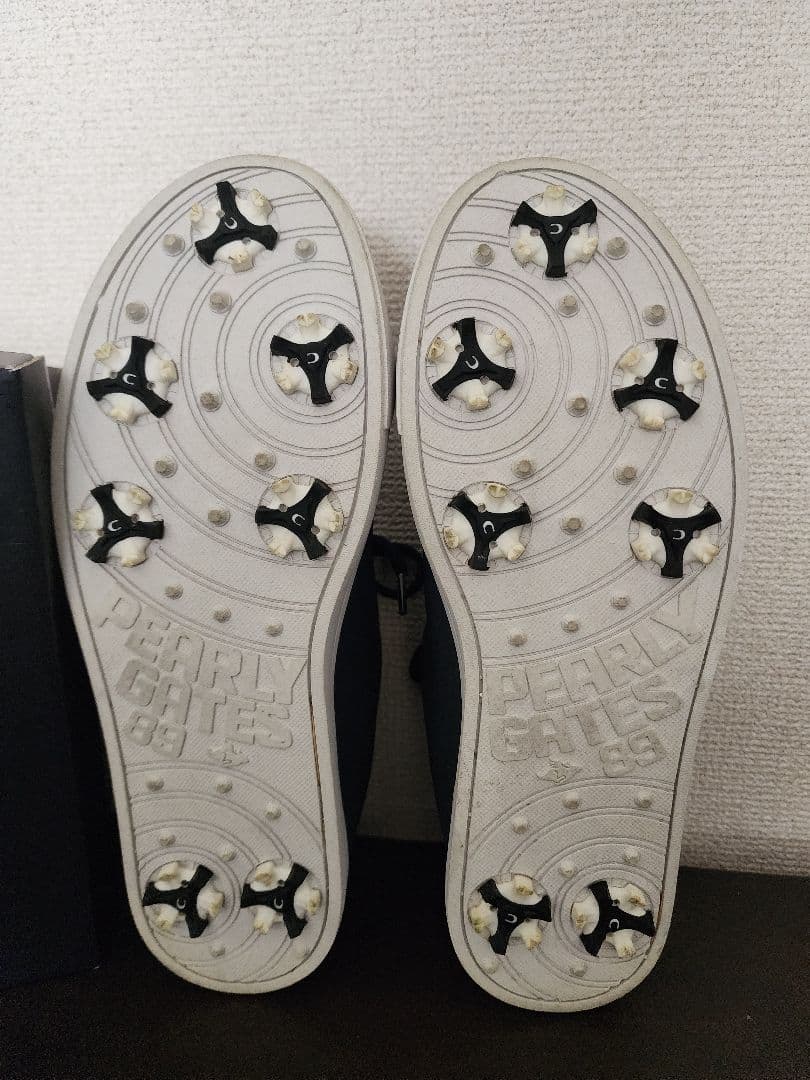 【☆超美品☆】PEARLY GATES サイドロゴ スニーカー 紺 25.5㎝