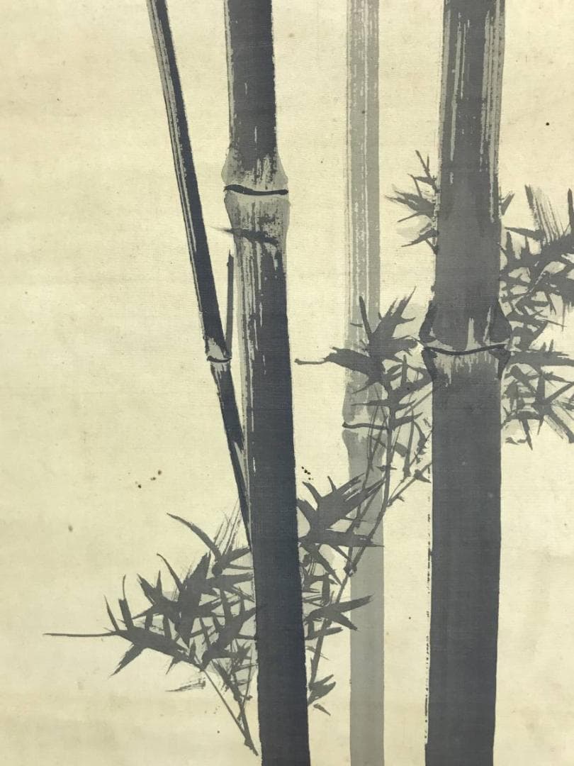 鈴木松年/墨竹に鶏図/花鳥図/掛軸/名家伝来/AE-216