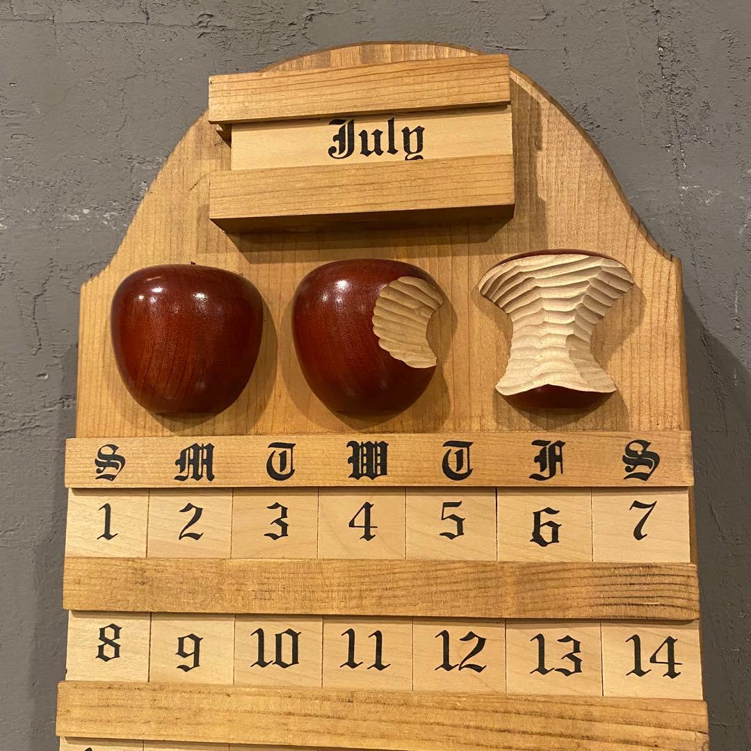 90s USA製 ヴィンテージ万年カレンダー りんご 稀少 木製
