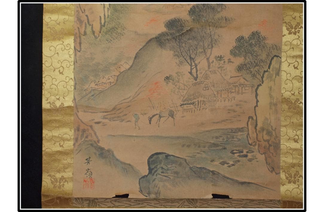 日本時代の掛け軸その肉筆保証　激安骨董品　※江戸鎌倉平安 X1064C16-8